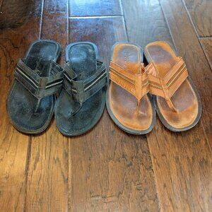 Robert Wayne Flip Flops in Black or Camel with Silver Accent sz 8